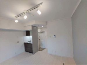 いずれ配置される家具やインテリアがスポットライトに照らされて雰囲気が変わることでしょう。